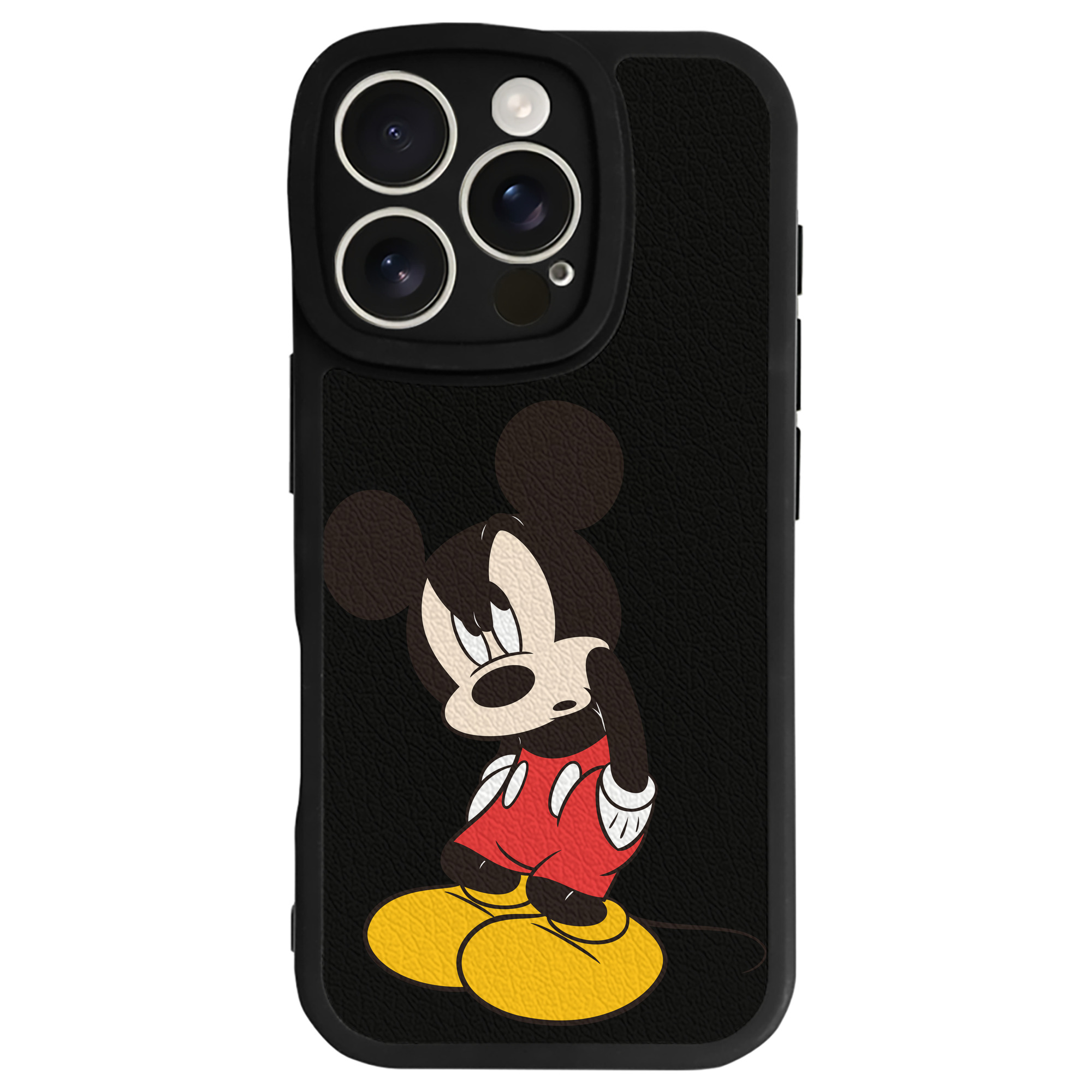 （画像用） ミッキーマウス Mickey Mouse 【iPhone 16シリーズ対応】シリコンスマホケース（レザー調） 材質：シリコン